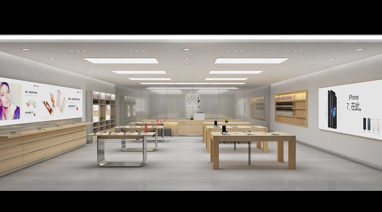 鄭州二七區(qū)華為手機(jī)體驗店設(shè)計裝修效果圖