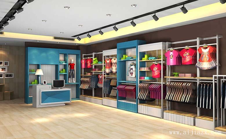 冷色調(diào)的童裝專賣(mài)店裝修收銀區(qū)裝修效果圖